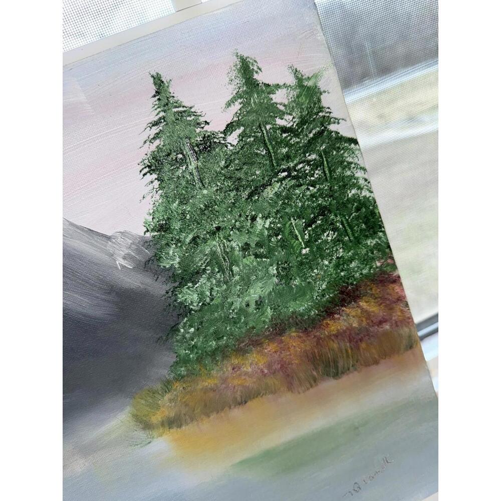 Original unframed Mountain Landscape Oil Painting on Canvas; signed - Picture 6 of 7